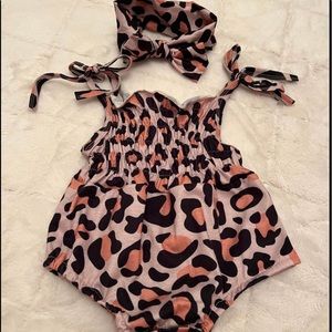 Cheetah print romper w/ matching bow